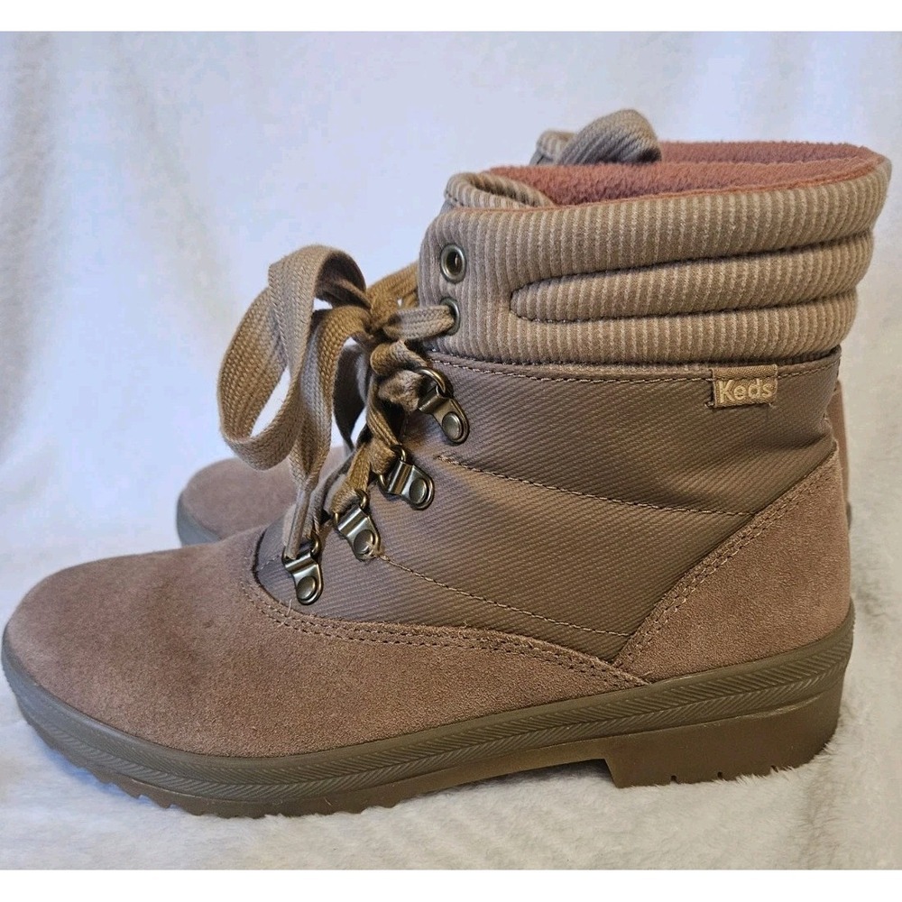 Keds Splash Twill Camp Ankle Boots Caramel Suede Brown WH65275 Womens 7.5